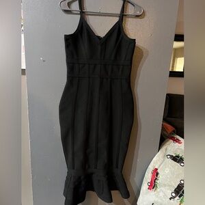 Women's Black Mermaid Spaghetti Strap VNeck Bodycon Stretch Dress Size m